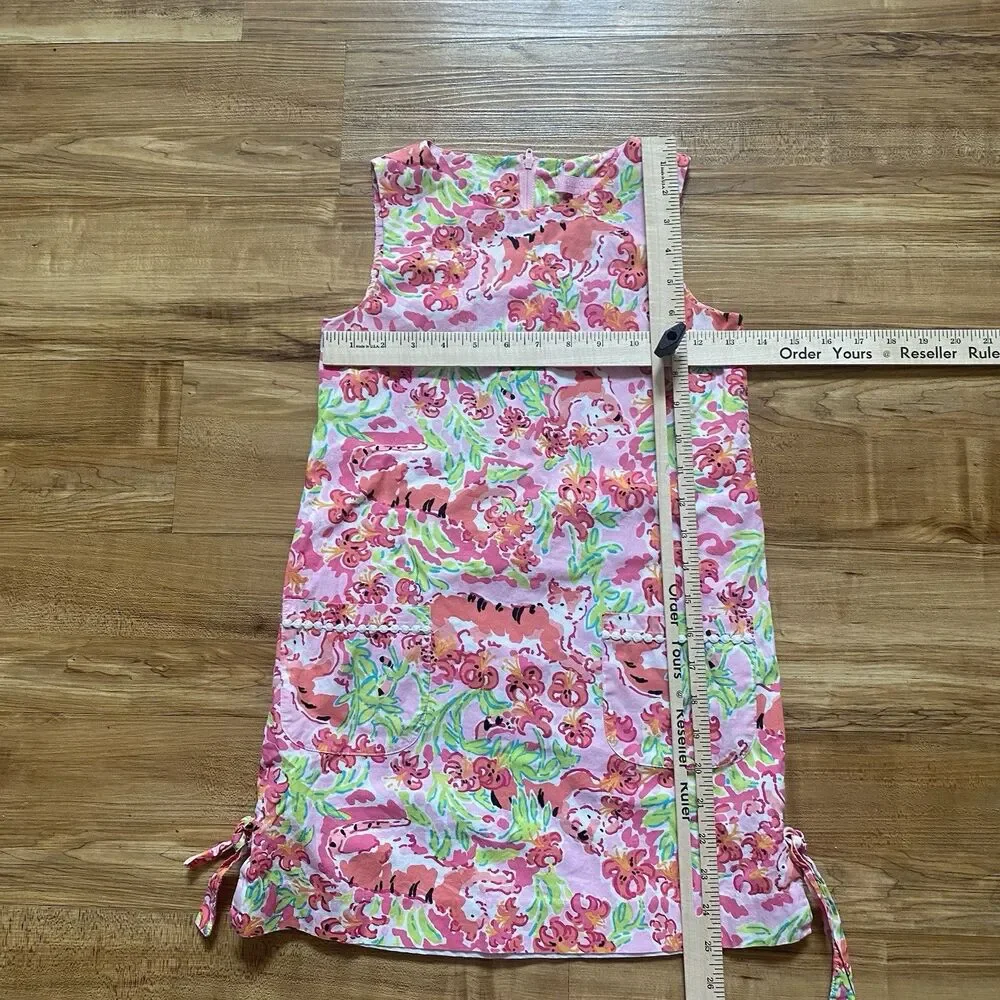 Lilly Pulitzer Little Girl’s 8 Pink Little Lilly Printed Shift Dress Tiger Cat